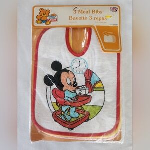 Vintage 1985 Playskool Disney Babies Mickey Mouse Vinyl-Backed Bibs
